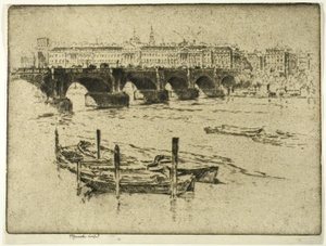 Waterloo Bridge och Somerset House av Joseph Pennell