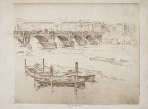 Waterloo Bridge och Somerset House av Joseph Pennell
