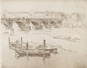 Waterloo Bridge och Somerset House, 1905. av Joseph Pennell
