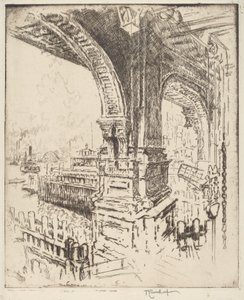 Inom färjan, Cortlandt Street, New York av Joseph Pennell