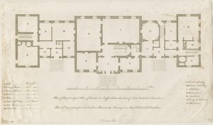 Sandon Hall - Plan över huvudvåningen: gravyr, nd [1769-1771] (tryck) av Joseph Pickford