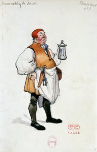 Kostym för karaktären värd i Fausts fördömelse av Hector Berlioz, skiss av Joseph Porphyre Pinchon (1871-1953)