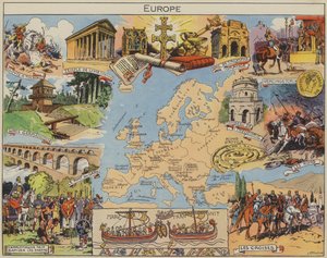Europa (färglitografi) av Joseph Porphyre Pinchon