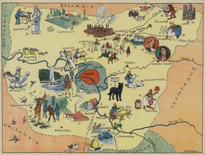 Ile-De-France (färglitografi) av Joseph Porphyre Pinchon