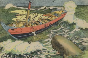 Jonah och valen (färglitografi) av Joseph Porphyre Pinchon