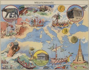 Mediterranee (färglitografi) av Joseph Porphyre Pinchon