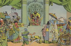 Salomo i sin prakt (färglitografi) av Joseph Porphyre Pinchon