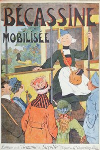 Becassines avresa, omslag till "Becassine Mobilisee", ur "la Semaine de la Suzette", ca 1914 (färglitografi) av Joseph Porphyre Pinchon