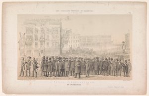 Optocht van bokhandel i Hamburg Grosse Johannisstrasse / The Booksellers (titel på objekt) Optocht i Hamburg tere van Friedrich von Schiller (serietitel) Schillertävlingen i Hamburg (serietitel på objekt) av Joseph Puschkin
