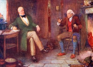 Sir Walter Scott besöker en fattig man i hans stuga av Joseph Ratcliffe Skelton