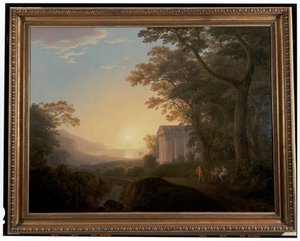 Ett idealiskt landskap med tempel