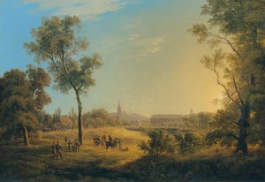 Scen från Napoleonkrigen: Utsikt över Kaiserebersdorf av Joseph Rebell