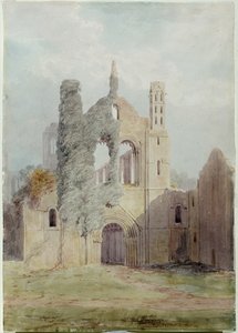 Kirkstall Abbey från västfronten (akvarell på papper) av Joseph Rhodes