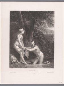 Daphnis och Chloe badar Le Bain (titel på objekt) av Joseph Rose Lemercier