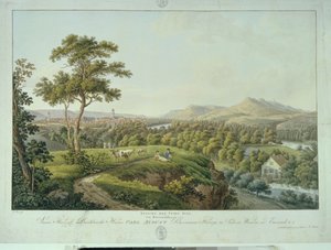 Vy över Jena från Rasenhuehlberg, ca 1810 (etsning) av Joseph Roux