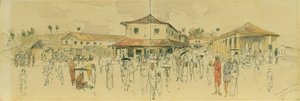 Fiskmarknad i Point de Galle på Ceylon (Sri Lanka)