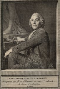 Porträtt av Christophe-Gabriel (Christophe Gabriel) Allegrain (1710-1795) Fransk skulptör - gravyr efter målningen av Joseph-Siffrein Duplessis av Joseph Siffred (after) Duplessis