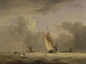 Fishing Smack och andra fartyg i en stark bris av Joseph Stannard