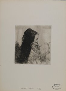 Utan titel - gammal kvinna som läser av Joseph Stella