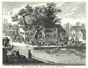 Gruene Baum (grönt träd) värdshus nära München (gravyr) av Joseph Stephan