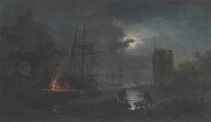 Moonlight, n.d.. av Joseph Vernet.