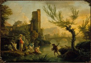 Landskap med tvättkvinnor, 1763 (olja på duk)