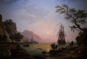 Utsikt över en hamn på morgonen (morgon) av Claude Joseph Vernet