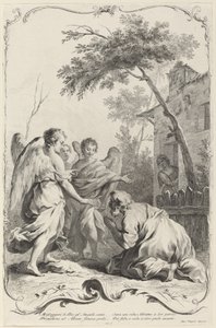 Abraham knäböjer inför de tre änglarna