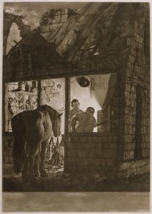 En hovslagarebutik, graverad av William Peter (ca 1781-1821), 1771 (mezzotint) av Joseph Wright of Derby