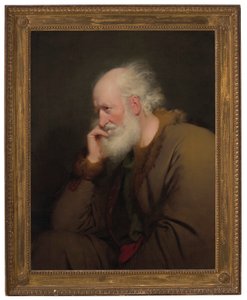 En gammal man, halvlång, i en pälsfodrad rock av Joseph Wright of Derby