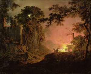 Stuga I Brand av Joseph Wright of Derby