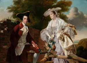 Porträtt av Peter Perez Burdett och hans första fru Hannah, 1765 av Joseph Wright of Derby