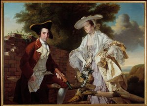 Porträtt av kartografen Peter Perez Burdett (1735-1793) och hans hustru Hannah Målning av Joseph Wright of Derby (1734-1797) 1765 Prag, National Gallery av Joseph Wright of Derby