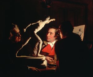 Tre personer som tittar på gladiatorn med levande ljus, c.1764-65 av Joseph Wright of Derby