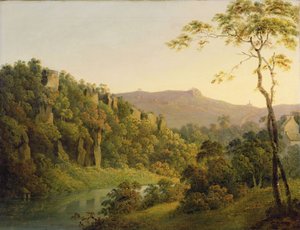 View in Matlock Dale, Looking Towards Black Rock Escarpment, c.1780-5 (olja på duk) av Joseph Wright of Derby