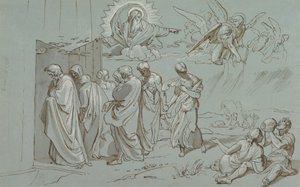 Gud kallar Noa och hans familj in i arken, 1827.
