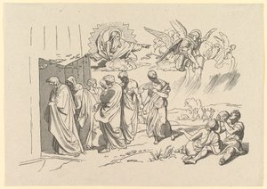 Gud kallar Noa och hans familj in i arken, 1827.