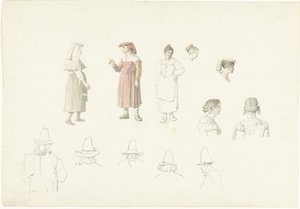 Studieblad med italienska bönder och bönder