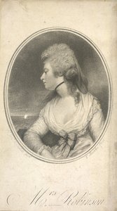 Mrs Robinson. Mary Robinson, född Darby, känd som Perdita (1758-1800). Engelsk skådespelerska, poet och romanförfattare. Första offentliga älskarinnan till kung Georg IV medan han fortfarande var prins av Wales. Porträtt, efter Sir Joshua Reynolds.