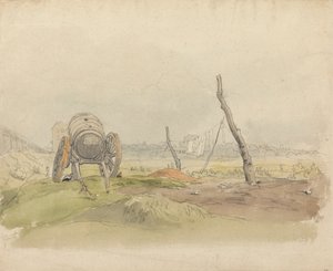 Landskap med vattenvagn och klädstreck av Joshua Cristall