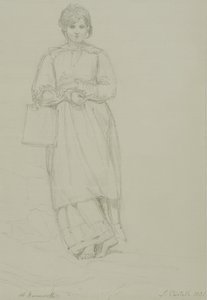 Ung flicka som håller mjölkburk, 1831 (grafit på vävt papper)