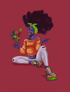 Leende afro med blommor av Joshua msonthe