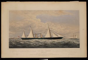 Till Messrs Dent  Co of China, detta tryck av ångfartyget Ly-Ee-Moon, Norman Hill, Esqr Commander.... konstruerad av Thames Iron Works and Shipbuilding Company, Blackwall...,, ca 1860 (litografi, färglagd) av Josiah Taylor