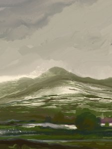Dimhöljda gröna bergsdalen