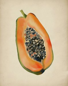 Halv färgglad papaya