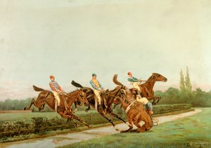 Hästar och jockeys, 1900-talet (illustration) av Josse Photo