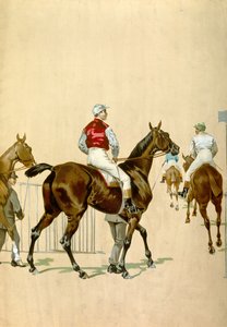 Hästar och jockeys, 1900-talet (illustration)