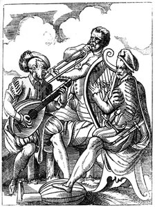 En gitarrist, en lutenist och en trombonist, 1500-talet 1849. av Jost Amman
