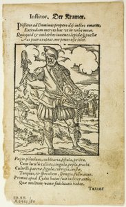 Der Kramer (The Peddler) från De omnibus illiberalibus sive mechanicis artibus av Hartmann Schopper, plåt 50 från Woodcuts from Books of the XVI Century av Jost Amman