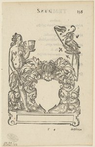 Emblem med blank heraldisk sköld, folio 156 från Anthologia Gnomonica av Jost Amman